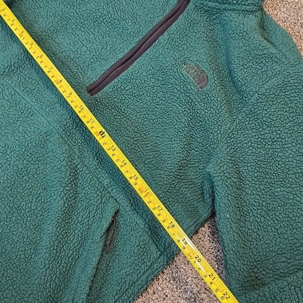 The North Face Mens Dunraven Green Zip Up Fleece Sweater Fuzzy SherpaFleece Sz S